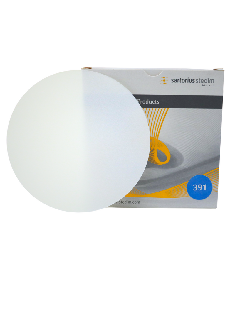PAPEL FILTRO SARTORIUS GRADO 391 - EQUIVALENTE A WHATMAN 44. PK/100 PIEZAS DE 15 CMS.