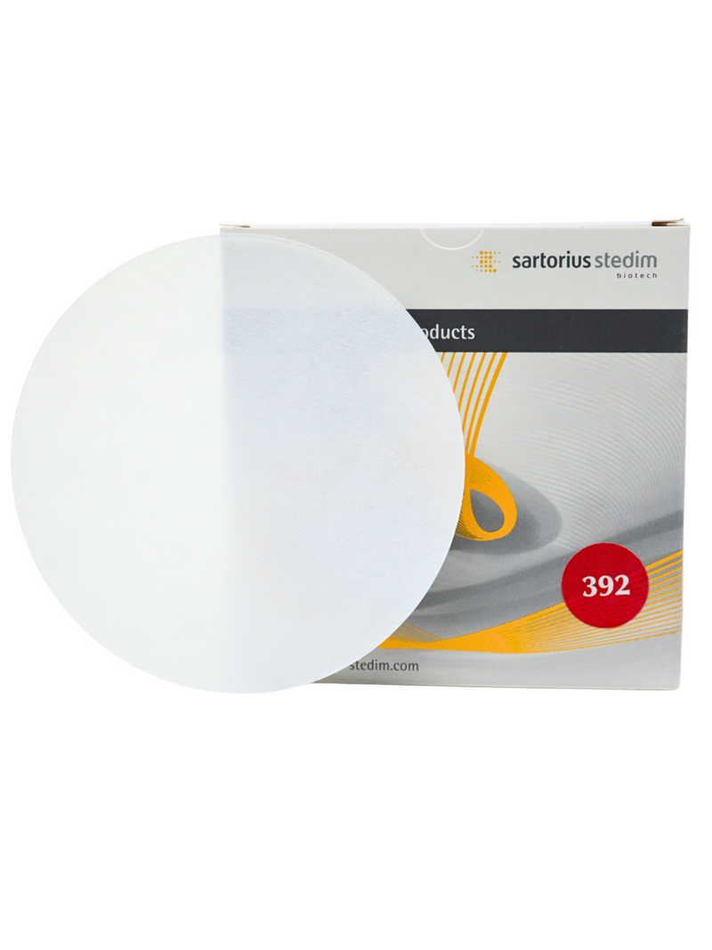 PAPEL FILTRO SARTORIUS GRADO 392 - EQUIVALENTE A WHATMAN 43. PK/100 PIEZAS DE 9 CMS.