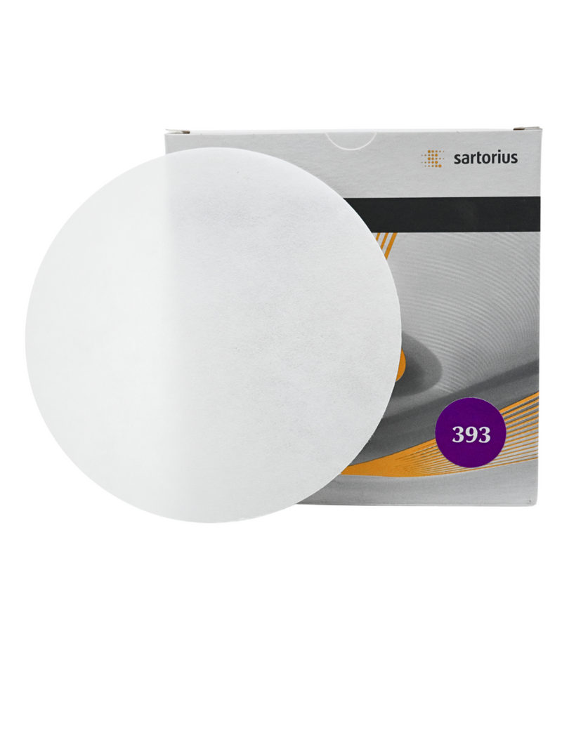 PAPEL FILTRO SARTORIUS GRADO 393 - EQUIVALENTE A WHATMAN 42. PK/100 PIEZAS DE 11 CMS.