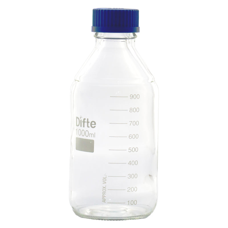 FRASCO DE ALMACENAJE GRADUADO CON TAPA GL 45, DE 1000 ML.
