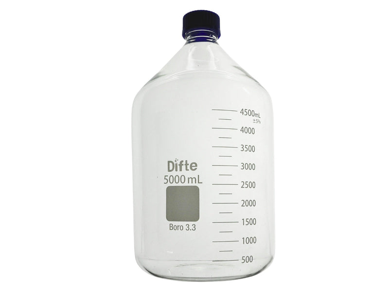 FRASCO DE ALMACENAJE GRADUADO CON TAPA GL 45, DE 5000 ML.