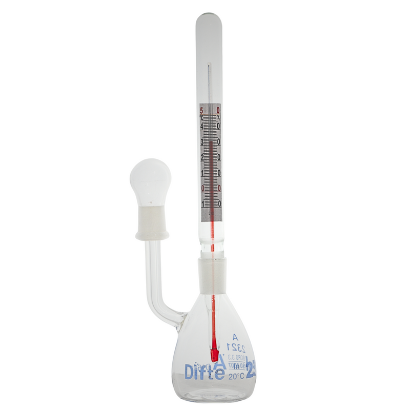 PICNOMETRO CON TERMOMETRO LIQUIDO ROJO DE 25 ML