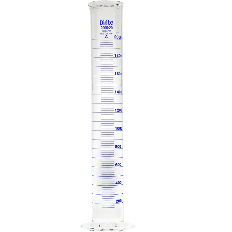 PROBETA DE VIDRIO COMPLETA CON BASE HEXAGONAL DE 2,000 ML.