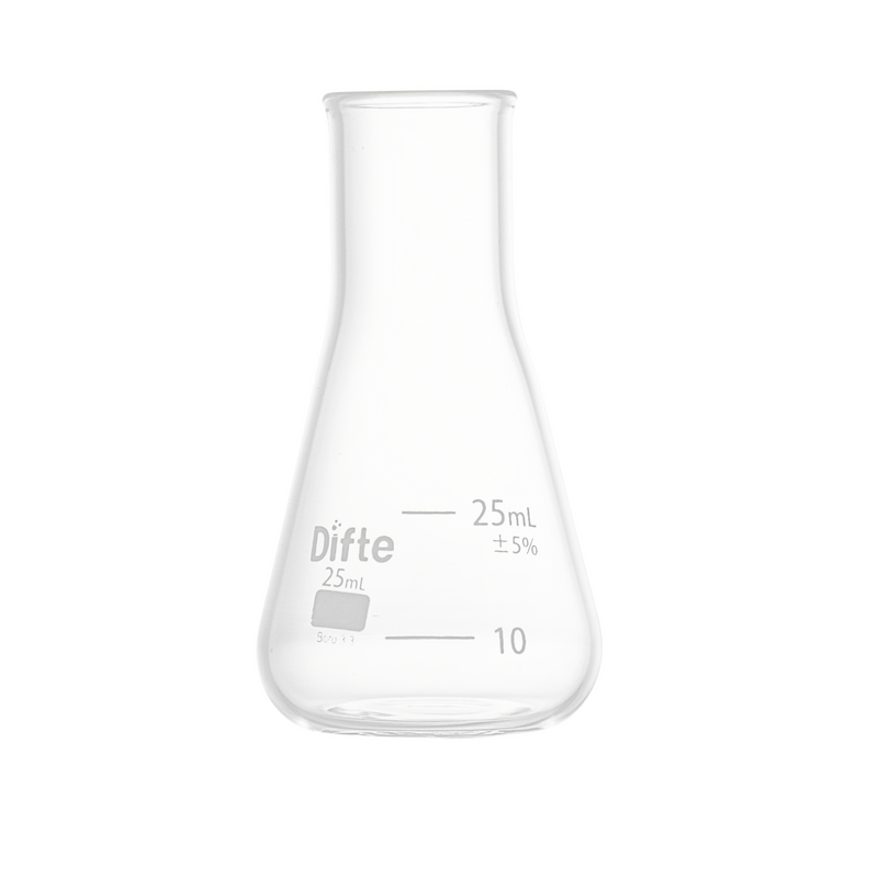 MATRAZ ERLENMEYER DE VIDRIO GRADUADO DE 25 ML.