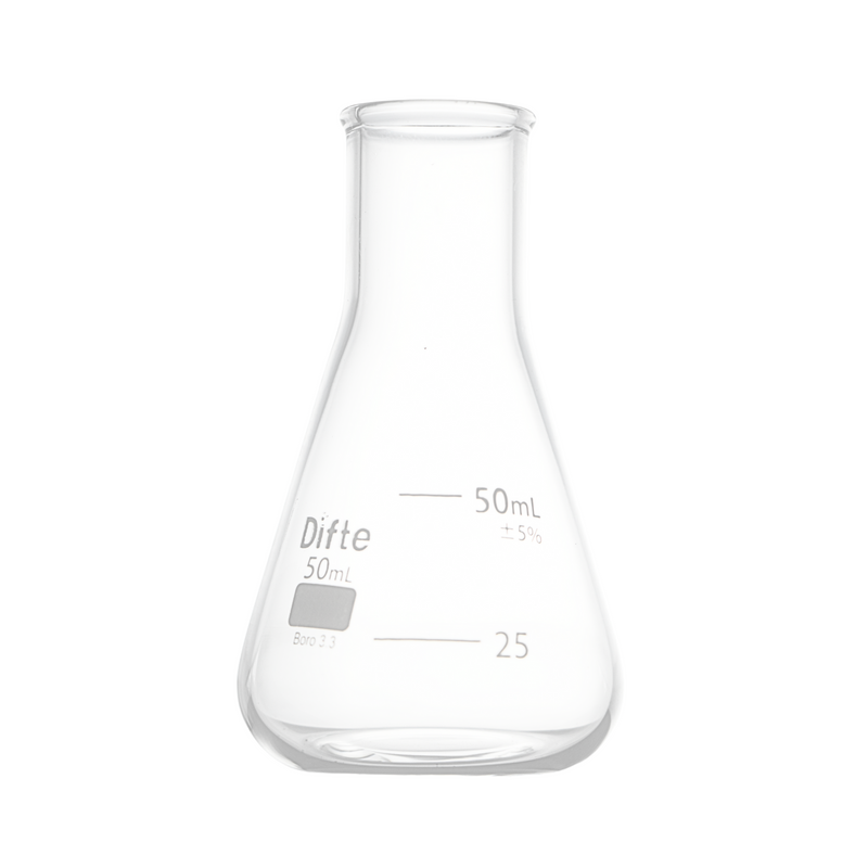 MATRAZ ERLENMEYER DE VIDRIO GRADUADO DE 50 ML.