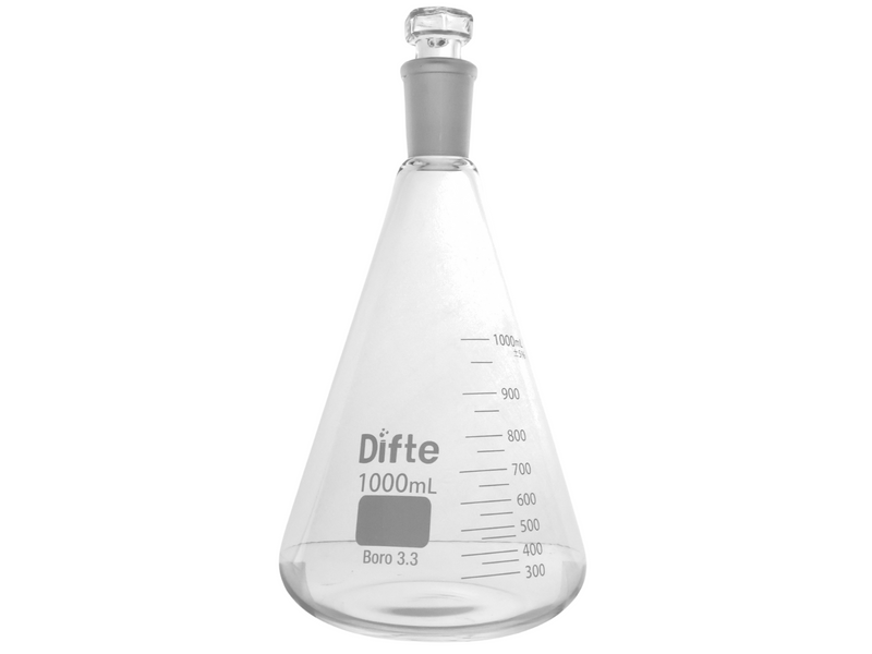 MATRAZ ERLENMEYER DE VIDRIO, CON TAPÓN ESMERILADO, JUNTA 24/40 1000 ML