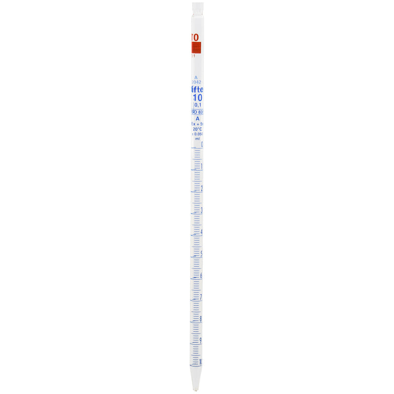 PIPETA MOHR DE VIDRIO CLASE "A" DE 10 ML.