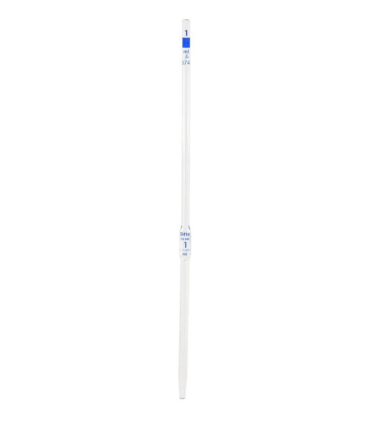 PIPETA VOLUMETRICA DE VIDRIO CLASE "A" DE 1 ML.