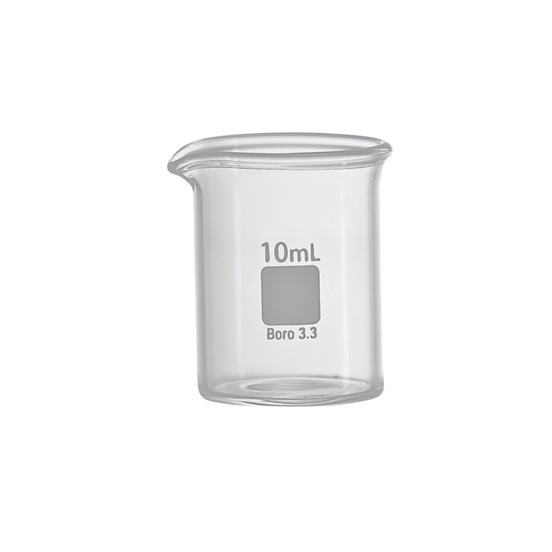 VASO DE PRECIPITADO DE VIDRIO, "REFORZADO" FORMA BAJA DE 10 ML.