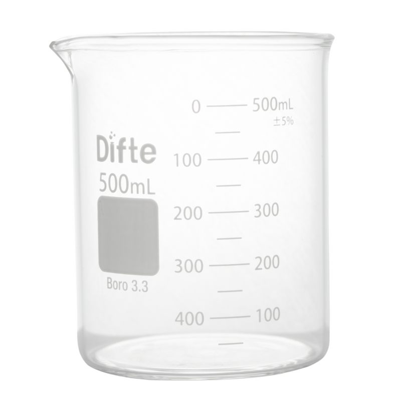 VASO DE PRECIPITADO DE VIDRIO, "REFORZADO" GRADUADO FORMA BAJA DE 500 ML.