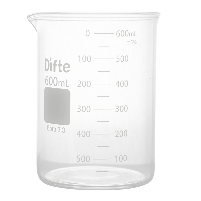 VASO DE PRECIPITADO DE VIDRIO, "REFORZADO" GRADUADO FORMA BAJA DE 600 ML.