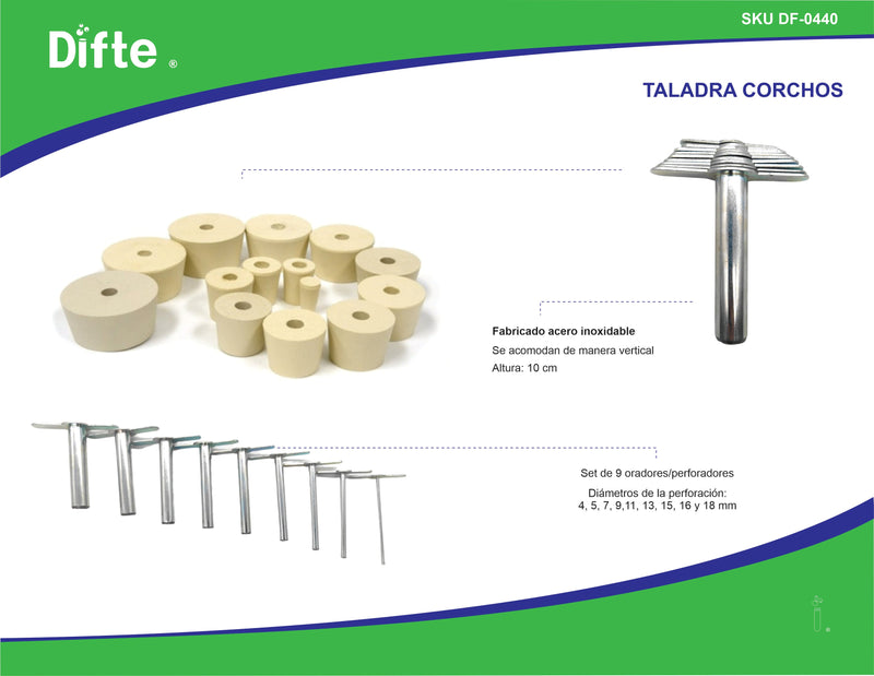 TALADRA CORCHOS (HORADADOR) DE 9 ALAS.