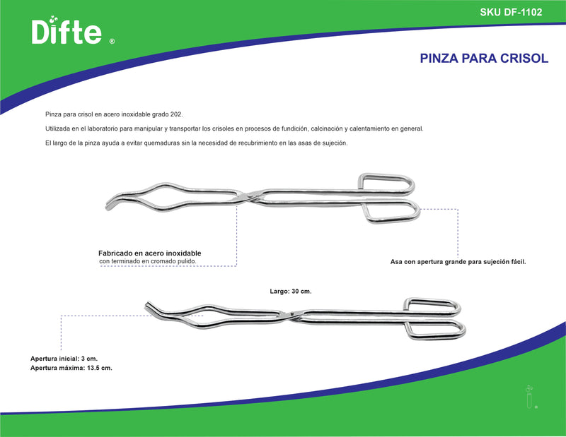 PINZA P/CRISOL DEC 30 CMS. DE LARGO.