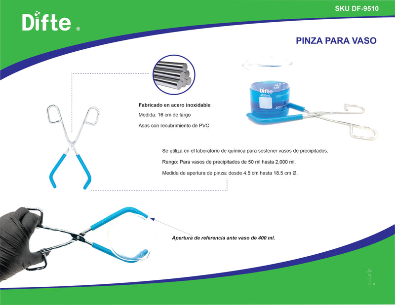 PINZA PARA VASO CON CUBIERTA PVC AZUL