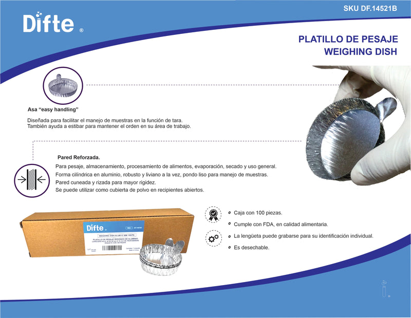 PLATO DE PESAJE EN ALUMINIO 57 MM. DIAM. PK/100
