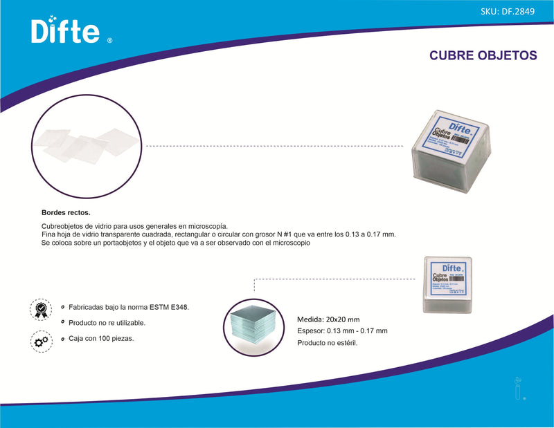 CUBRE OBJETOS DE 20 X 20 MM. PK/100