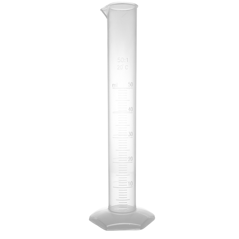 PROBETA CON BASE HEXAGONAL (PP), GRADUADA EN RELIEVE DE 50 ML.