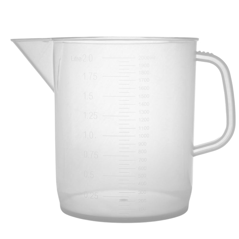 VASO DE PRECIPITADO CON ASA (JARRA), GRADUADO EN RELIEVE, AUTOCLAVABLE (PP) DE 2000 ML.