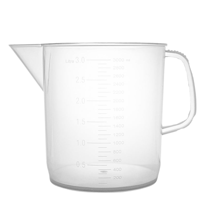 VASO DE PRECIPITADO CON ASA (JARRA), GRADUADO EN RELIEVE, AUTOCLAVABLE (PP) DE 3000 ML.