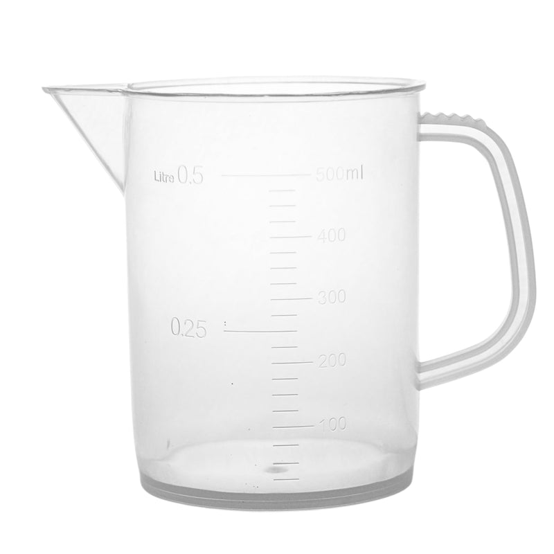 VASO DE PRECIPITADO CON ASA (JARRA), GRADUADO EN RELIEVE, AUTOCLAVABLE (PP) DE 500 ML.