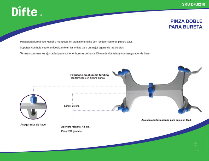 PINZA DOBLE PARA BURETA METALICA "TIPO MARIPOSA"