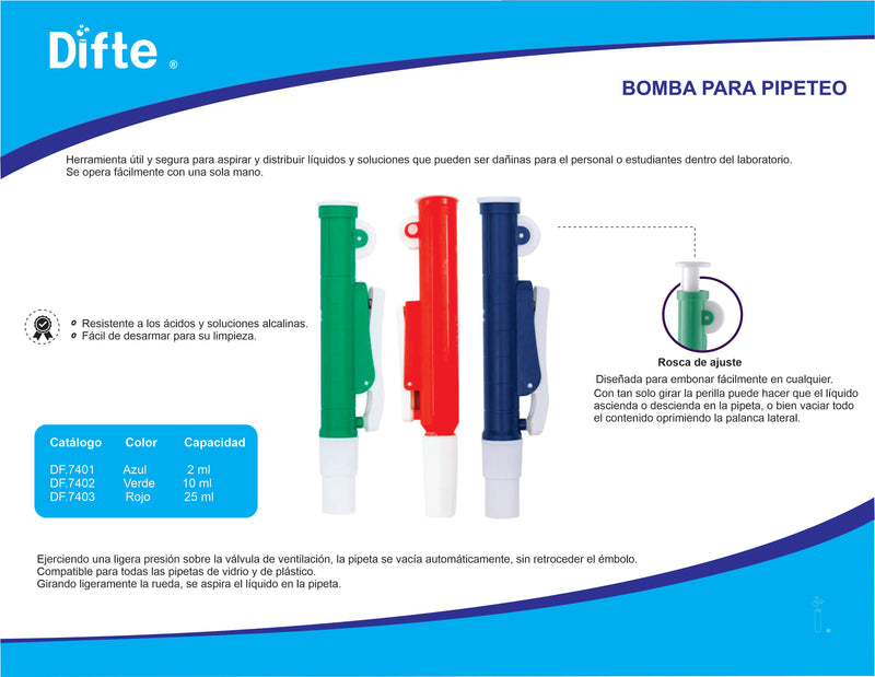 AUXILIAR DE PIPETEO DE 25 ML.
