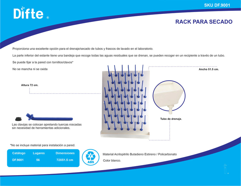 RACK DE SECADO DE PARED PARA 56 LUGARES
