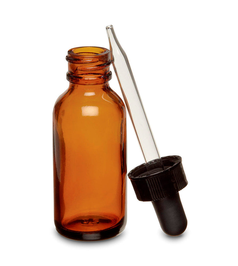 FRASCO GOTERO,AMBAR CON GOTERO DE VIDRIO (PIPETA) Y BULBO HULE 30 ML.