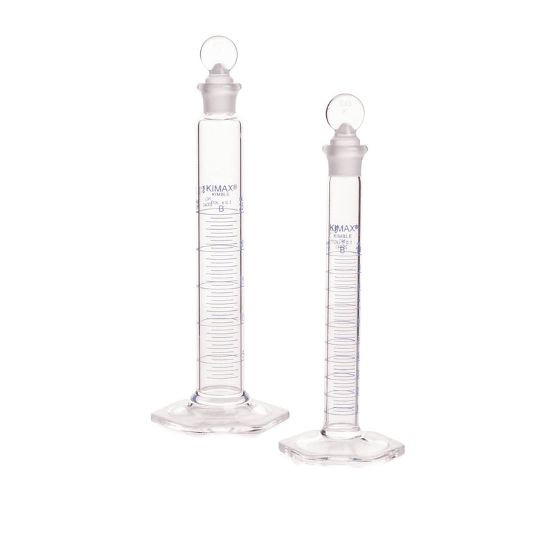 PROBETA, P.C., "B", (MEZCLADORA) BASE HEXAGONAL DE  VIDRIO, ESCALA EN AZUL, TAPON VIDRIO 10 ML.