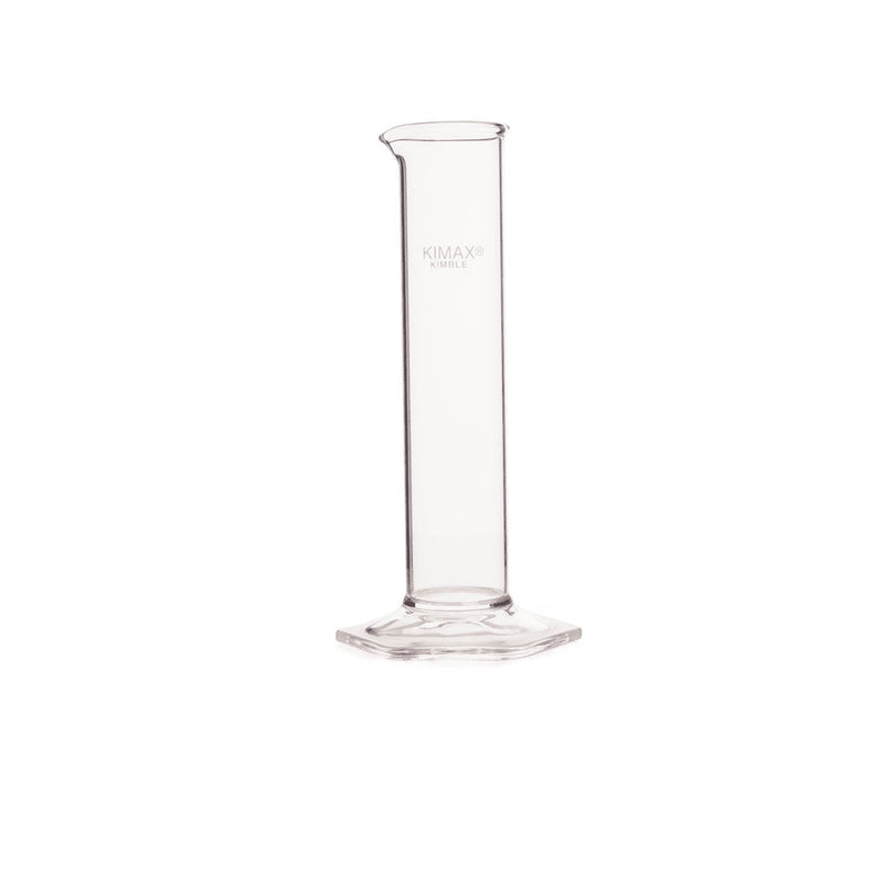 PROBETA PARA HIDROMETRO CON VERTEDERO, BASE HEXAGONAL DE VIDRIO 38 X 375 MM.
