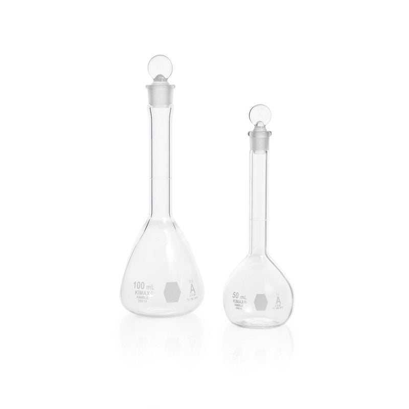 MATRAZ VOLUMETRICO "A", TAPON VIDRIO 500 ML.