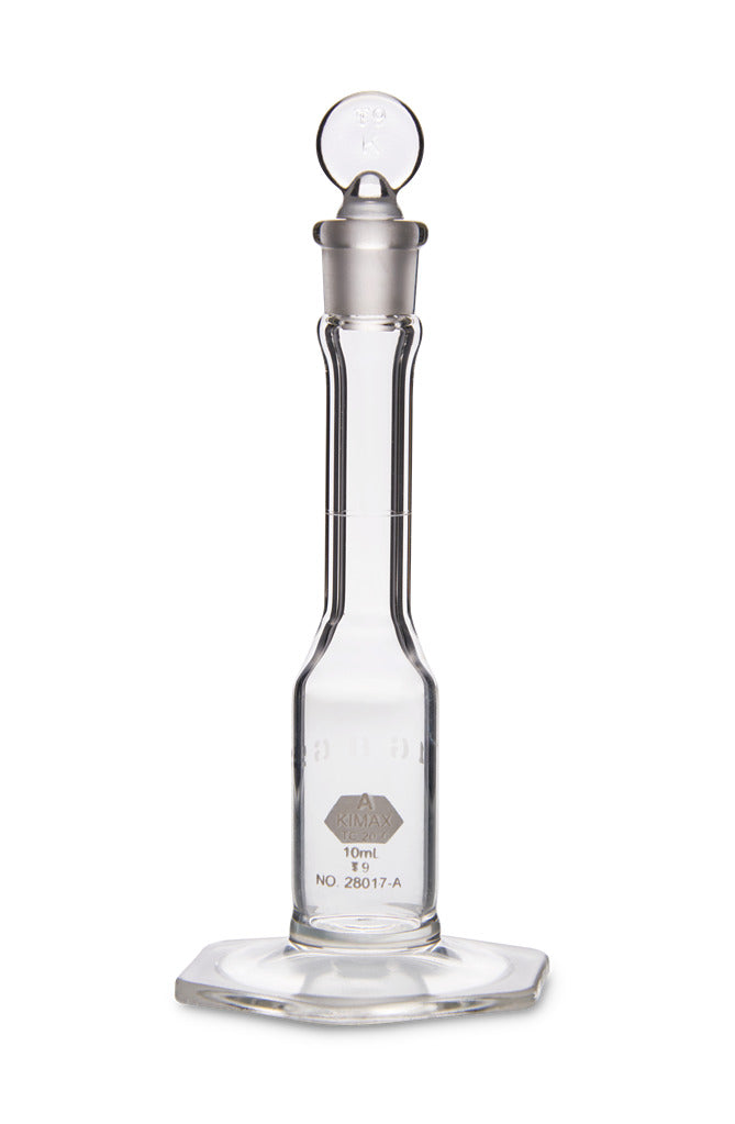 MATRAZ-MICRO VOLUMETRICO "A", BASE HEX, TAPONVIDRIO, CERTIFICADO INDIVIDUAL CENAM 5 ML.