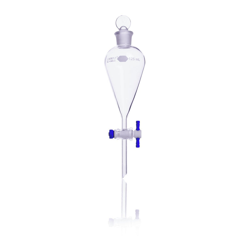 EMBUDO SEPAR. SQUIBB, FORMA PERA, TAPON VIDRIO, LLAVE PTFE AUTOCLAVABLE 2,000 ML.
