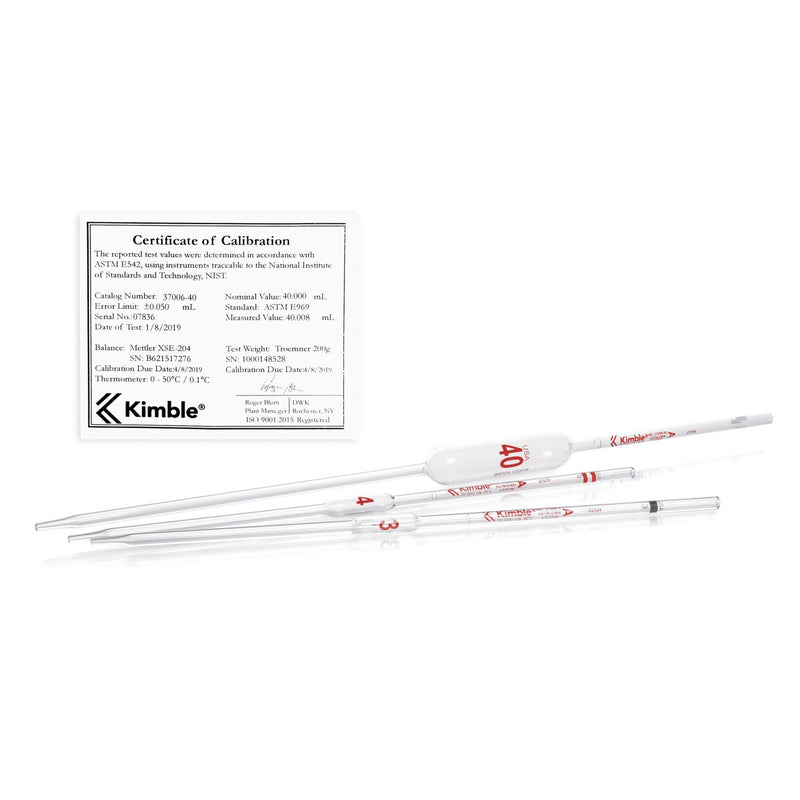 PIPETA VOLUMETRICA CLASE A, SERIALIZADA/CERTIFICADA NIST COD COLOR 8 ML.