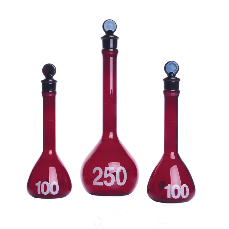MATRAZ VOLUMETRICO "A", RAYSORB®, PARED REFORZADA, BOCA ANCHA, TAPON VIDRIO 20 ML.