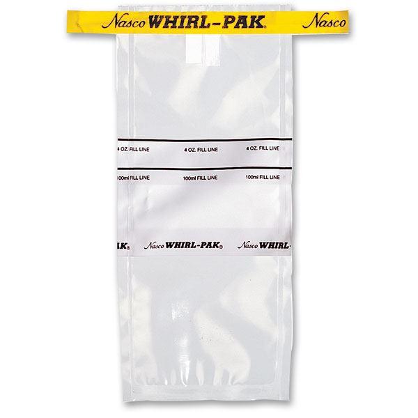 BOLSA DE 4 OZ ( 118 ML). WHIRL-PAK C/TIRA DE ESCRITURA. CINTA AMARILLO. PK/500.