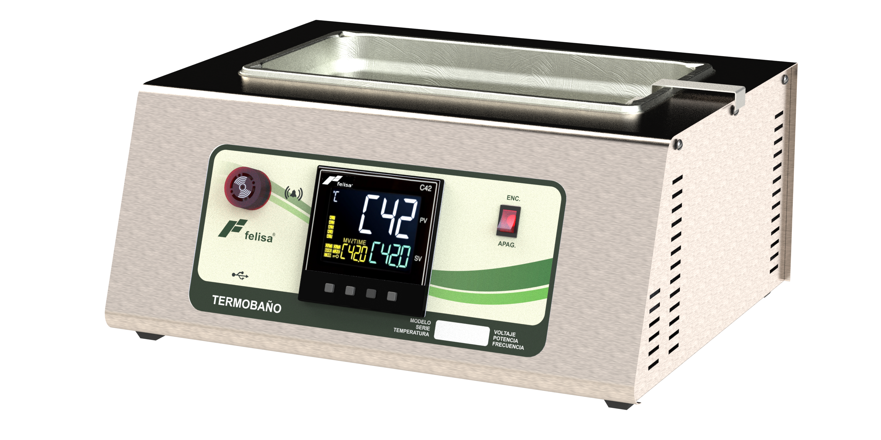 TERMOBAÑO INOX DE 30X15X15 CM DIGITAL CON TIMER, TEMP MAX 95°C SENS 0 ...