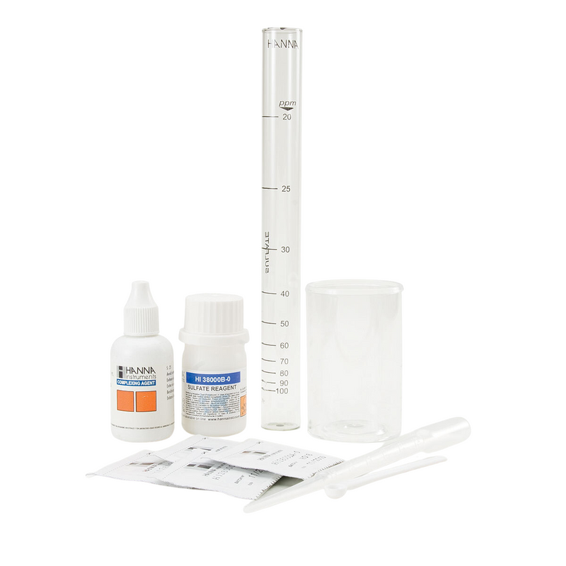 TEST KIT PARA MEDICION DE SULFATO (COMO SO?²-), INTERVALO DE 20 A 100 MG/L, 100 PRUEBAS