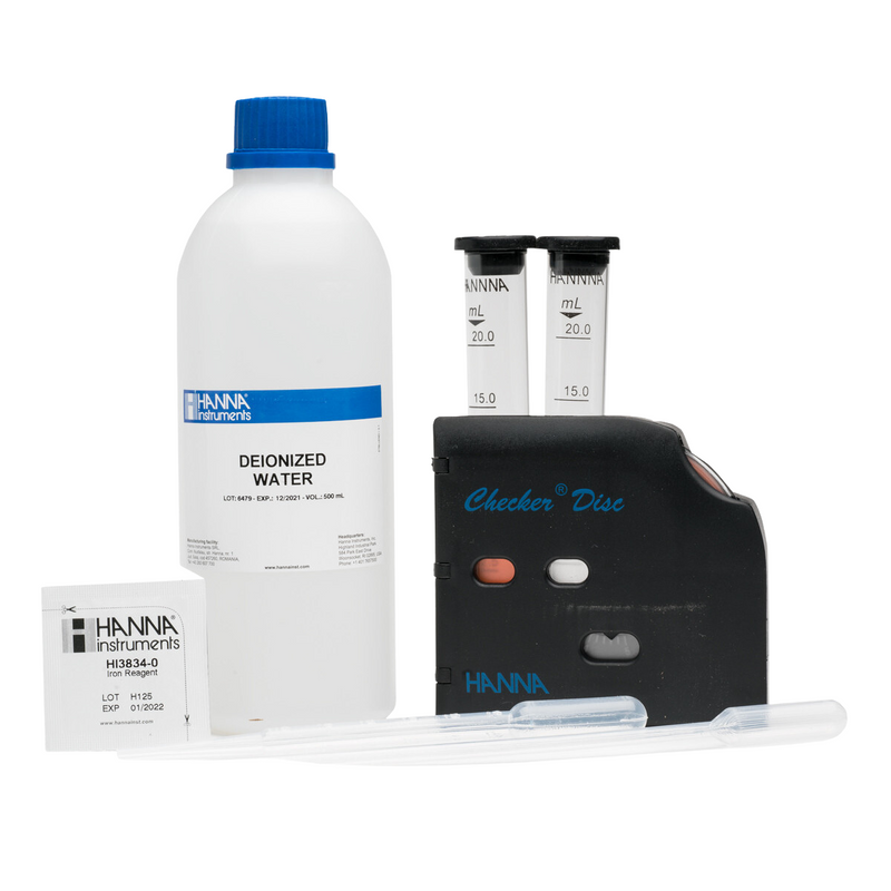 TEST KIT PARA MEDICION DE HIERRO (FE+2 & FE+3) CON DISCO CHECKER, 100 PRUEBAS