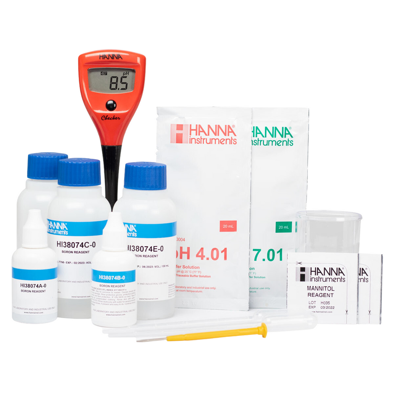 TEST KIT PARA MEDICION DE BORO, EN EL INTERVALO DE 0.0 A 5.0MG/L, 100 PRUEBAS