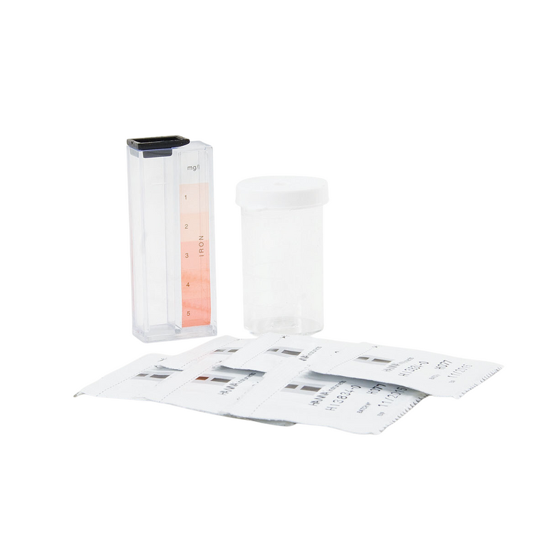 TEST KIT PARA MEDICION DE HIERRO (FE+2 & FE+3), EN EL INTERVALO DE 0 A 5 MG/L, 50 PRUEBAS