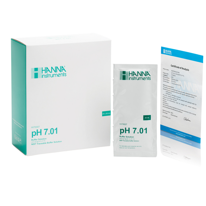 SOBRES DE SOLUCION DE CALIBRACION PH 7.01 " 25 °C, CON CERTIFICADO DE ANALISIS (25 X 20ML)