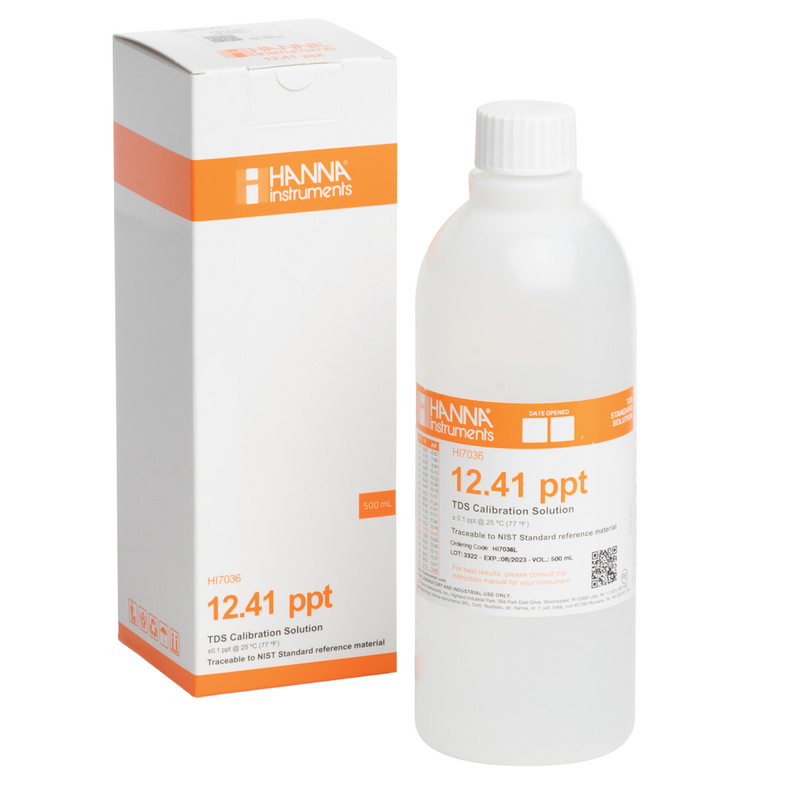 SOLUCION DE CALIBRACION DE TDS  DE 12.41 G/L (PPT) VALOR " 25°C, FRASCO DE 500 ML