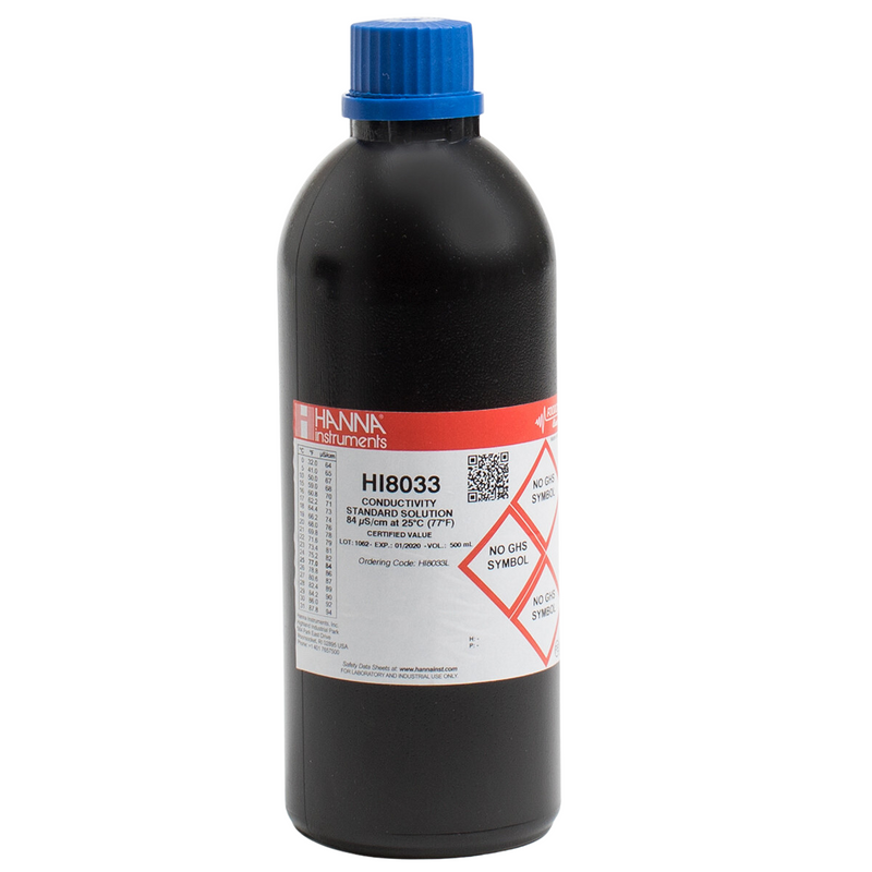 ESTANDAR DE CALIBRACION DE CE 84 µS/CM VALOR " 25°C, FRASCO DE 500 ML FDA