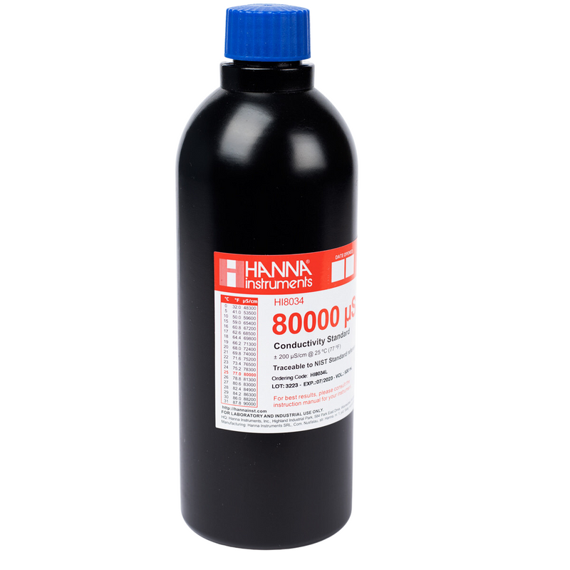 ESTANDAR DE CALIBRACION DE CE DE 80000 µS/CM " 25°C, FRASCO DE 500 ML FDA