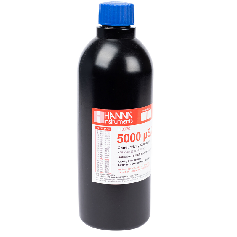 ESTANDAR DE CALIBRACION DE CE DE 5000 µS/CM " 25°C, FRASCO DE 500 ML FDA