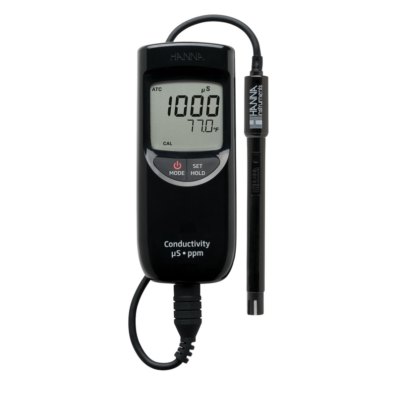 MEDIDOR DE CE/TDS/TEMP;: CE 0 A 3999 ?S/CM, TDS 0 A 2,000 PPM (MG/L), TEMPERATURA 0.0 A 60.0°C